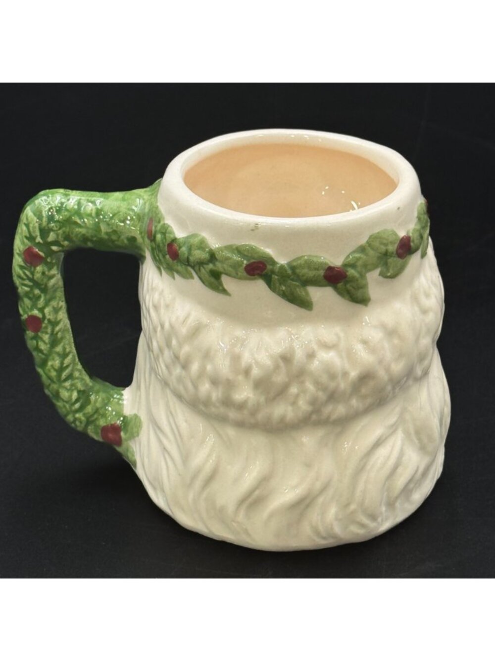 Vintage Santa Claus Face Mug Holly Handle Christmas Cup Santa with Glasses - Picture 3 of 7